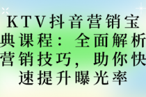 KTV抖音营销宝典课程：全面解析营销技巧，助你快速提升...