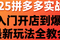 2025 拼多多实战课：从入门开店到爆单，最新玩法全教会