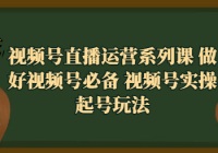 视频号直播运营系列课 做好视频号必备 视频号实操起号玩法