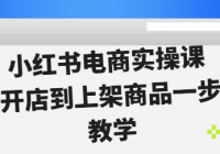 小红书电商实操课 从零开店到上架商品一步一步教学