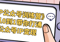 《IP公众号训练营》 从0到1带你打通公众号IP变现