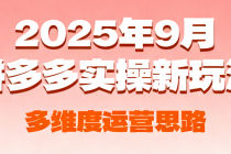 2025年9月拼多多实操新玩法 多维度运营思路