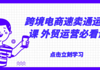 跨境电商速卖通运营课 外贸运营必看课