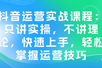 抖音运营实战课程：只讲实操，不讲理论，快速上手，轻...