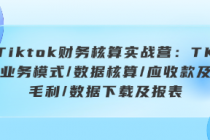 Tiktok财务核算实战营：TK业务模式/数据核算/应收款及毛利/...