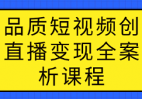 高品质短视频创作与直播变现全案解析课程