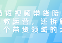 84节短视频带货陪跑课 不仅教运营，还拆解了十几个带货...