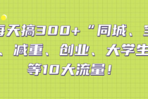 每天搞300+“同城、宝妈、减重、创业、大学生”等10大流...