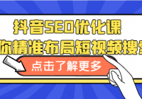 抖音SEO优化课 短视频运营必备基础课 教你精准布局短视频搜索