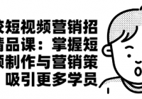 驾校短视频营销招生精品课：掌握短视频制作与营销策略...
