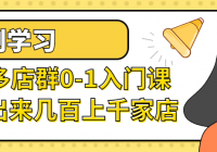 多多店群0-1入门课 开出来几百上千家店