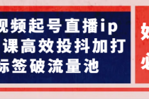 短视频起号直播ip运营课 高效投抖加打标签破流量池