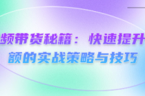 三天短视频带货秘籍：快速提升销售额的实战策略与技巧